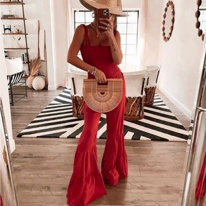 Vici Sirius Smocked Bell Bottom Jumpsuit